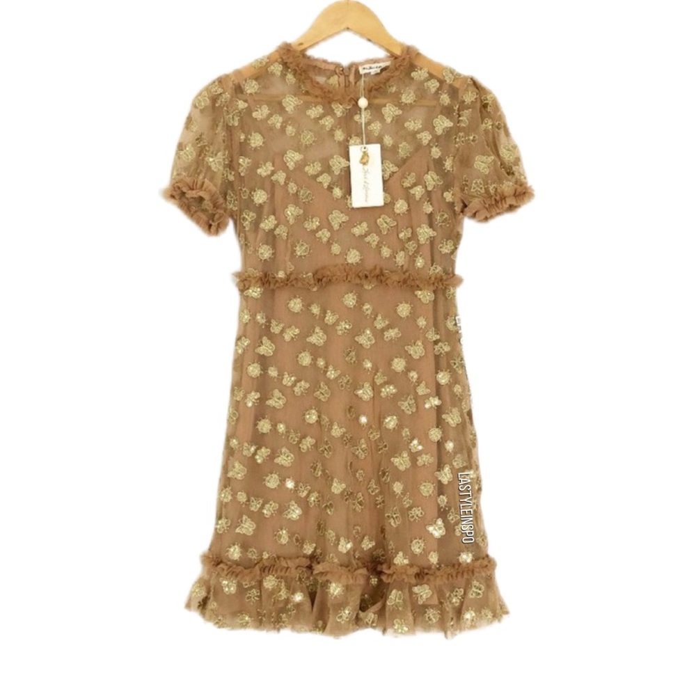 🆕 For Love and Lemons Golden Garden Tulle Mini Dress